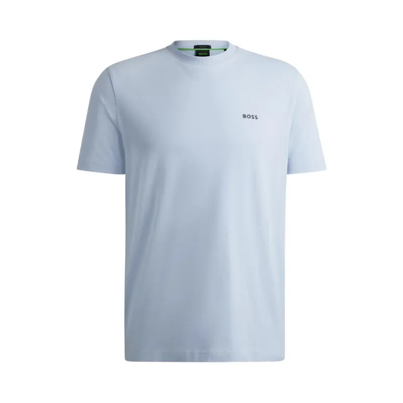 T-SHIRT BOSS TEE BLEU PASTEL REGULAR FIT EN COTON STRETCH AVEC LOGO CONTRASTANT