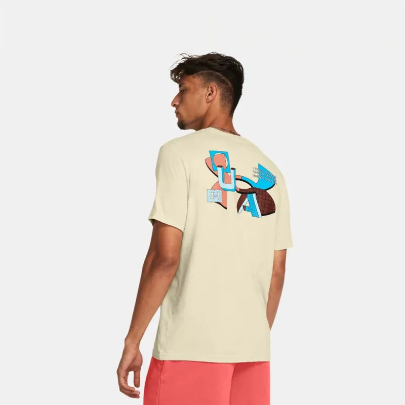 T-SHIRT MANCHES COURTES BEIGE UNDER ARMOUR LOGO SUR LA POITRINE
