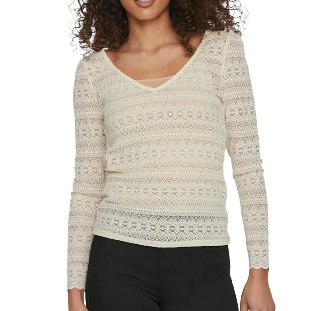 T-Shirt Manches Longues Beige Femme Vila Chikka