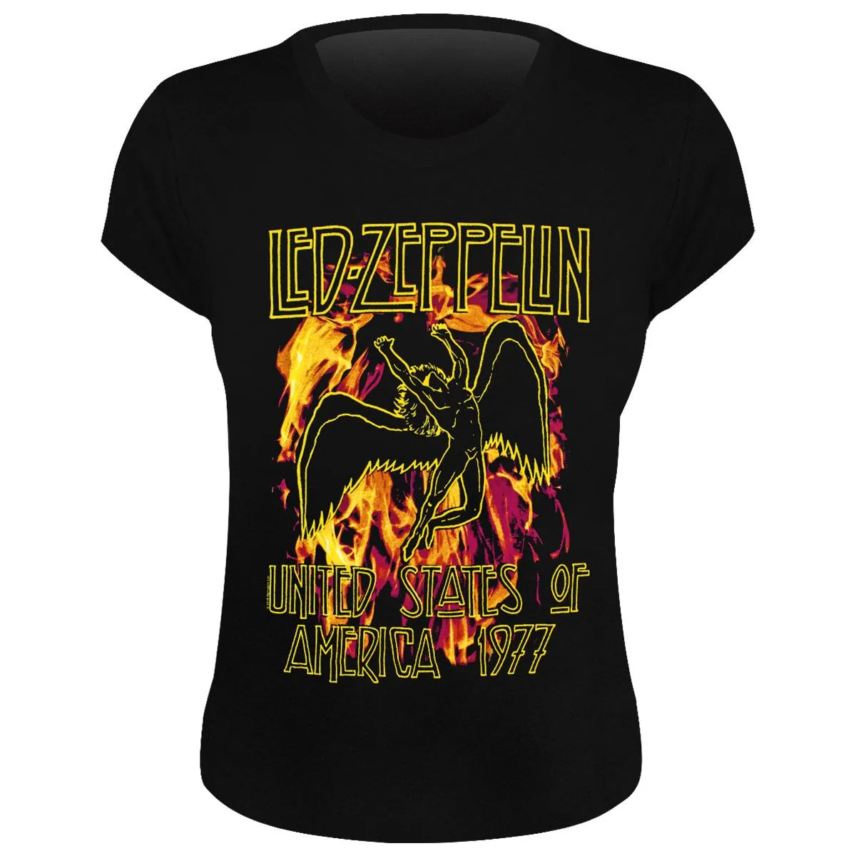 Tee Shirt Femme LED ZEPPELIN - Black Flames - Rock A Gogo