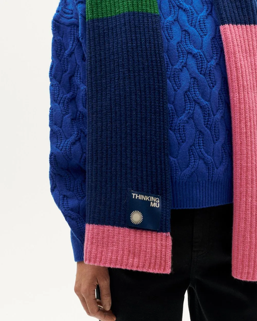 Écharpe en laine certifiée | multicolore "pink ghede knitted scarf" femme